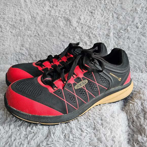 Keen‎ Men's Utility Vista Energy Comp Toe Lace Up Work Shoes Size 10.5 Black Red - Picture 1 of 10